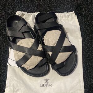 Liberté Black Strappy Sandals